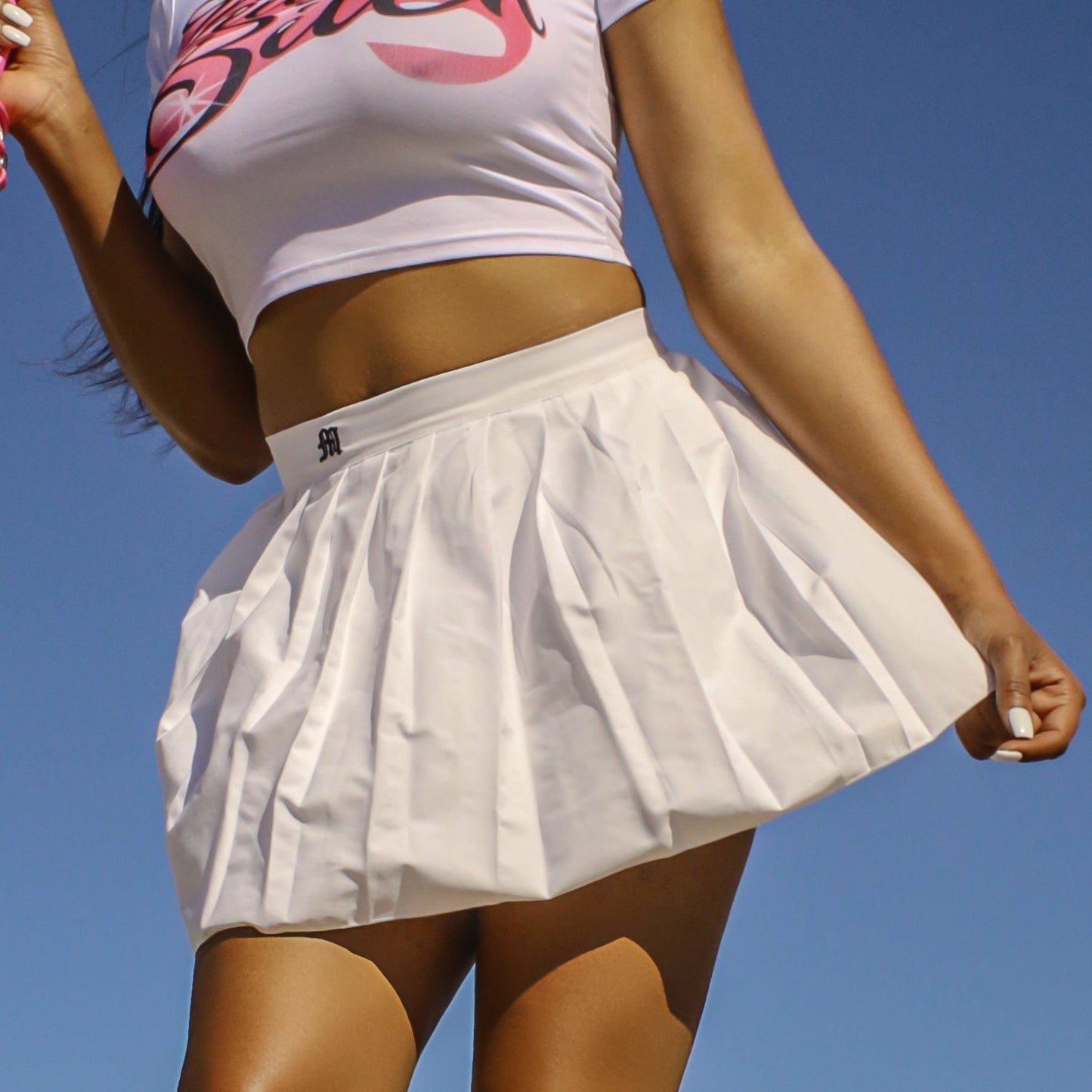 Women's Preppy Pleated Mini Skort - BaeBekillinem Boutique- Polyester/ Spandex- White- skirt
