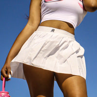 Women's Preppy Pleated Mini Skort - BaeBekillinem Boutique- Polyester/ Spandex- White- skirt