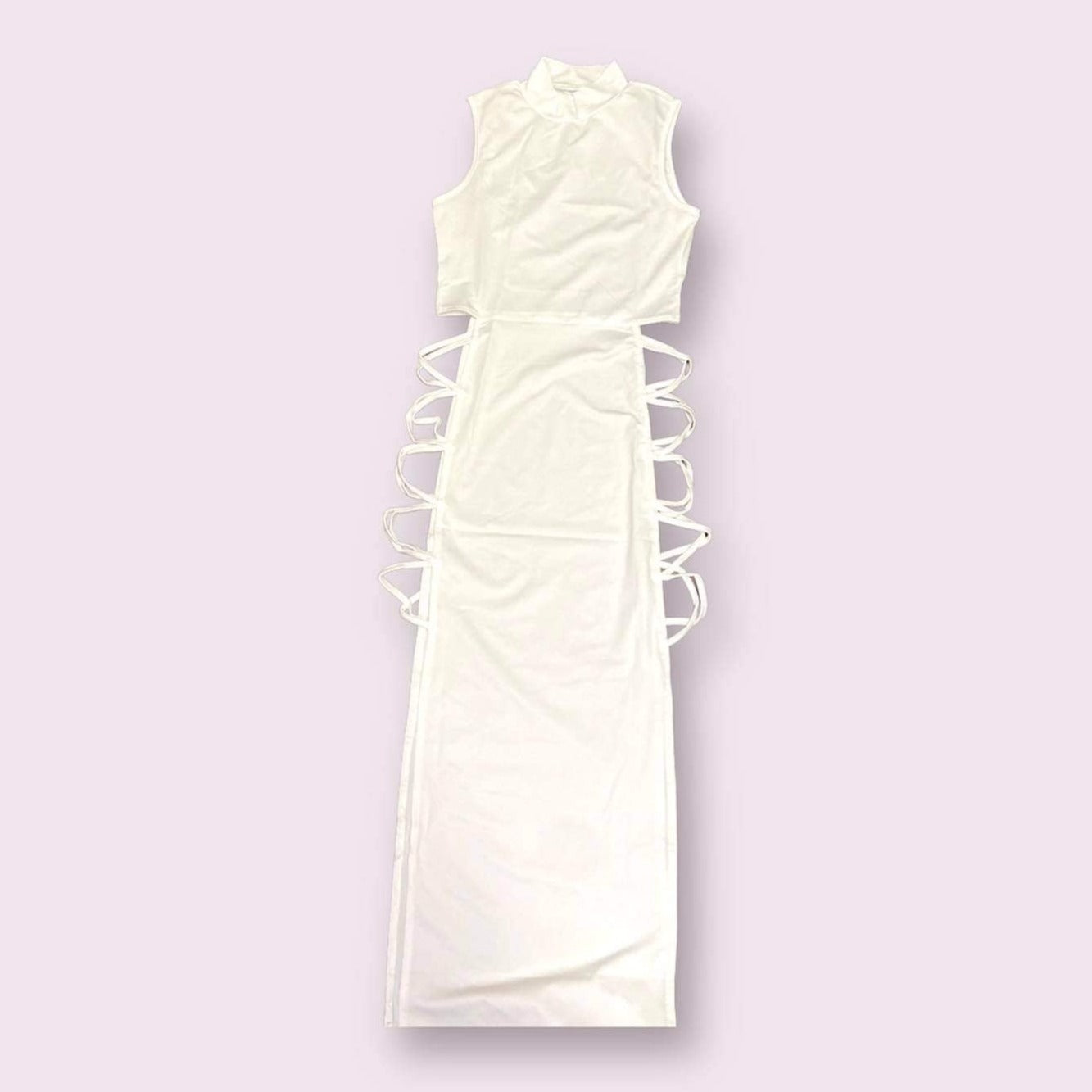 Hot Date Bandage Dress - BaeBekillinem- Polyester/ Spandex- Deep slits- white