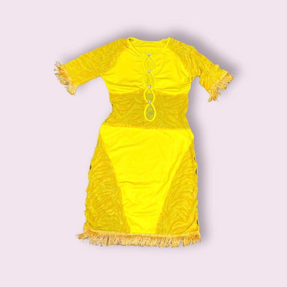 Women's Zebra Cutout Mini Dress - BaeBekillinem Boutique- Polyester/ Mesh- Black/ Pink/ White/ Yellow/ Orange- stretch- Poster girl- Mugler- see through- animal print