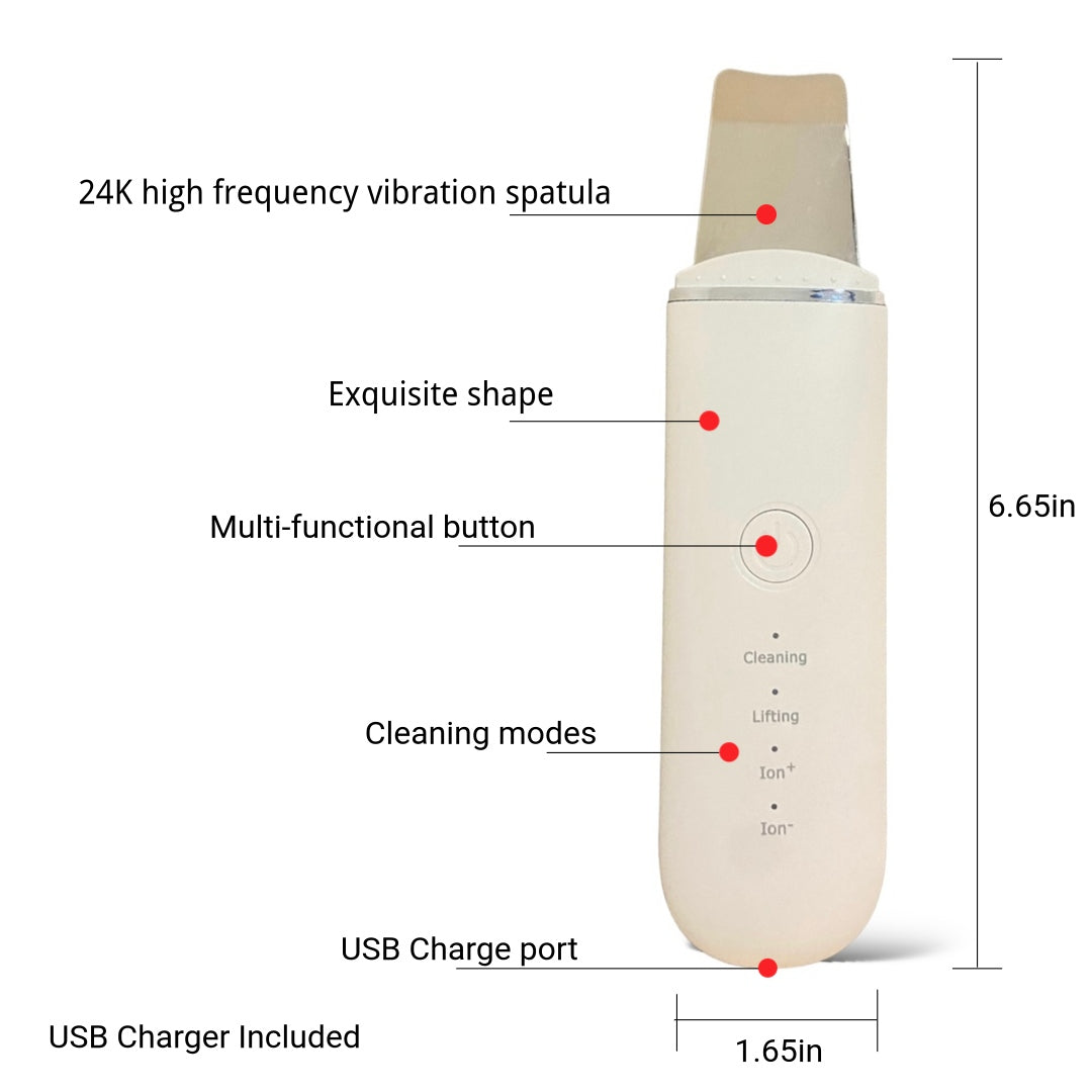 Ultrasonic Face Scrubber - BaeBekillinem- white- rechargeable