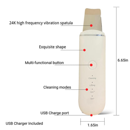 Ultrasonic Face Scrubber - BaeBekillinem- white- rechargeable